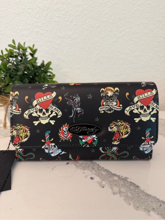 Ed Hardy Handbags - ED HARDY Black Skull Tattoo Women's Wallet NWT